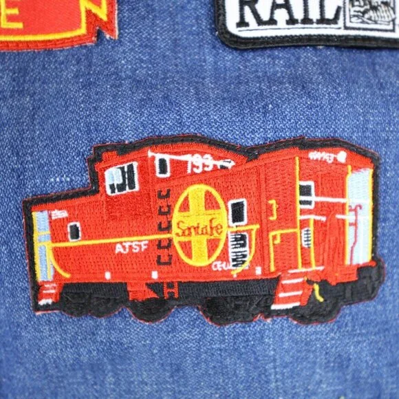 Vintage Wrangler‎ Western Denim Vest XL Railroad Train Patches and Pins - Picture 14 of 16
